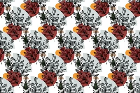 Abstract boho floral seamless pattern background Stock Illustration