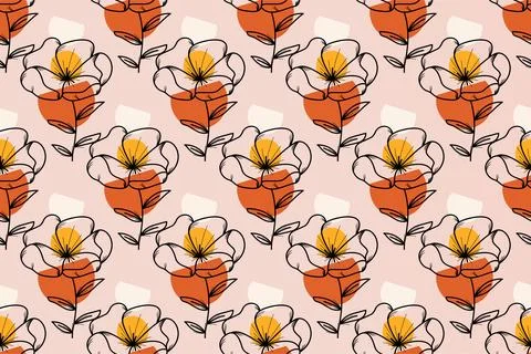 Abstract boho floral seamless pattern background Illustrazione stock