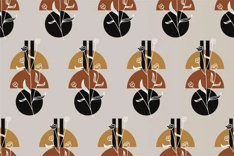 Abstract boho floral seamless pattern background Stock Illustration