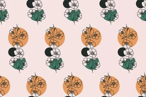 Abstract boho floral seamless pattern background Illustrazione stock