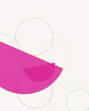 Abstract Boho Geometric Art with Pink Semicircles and Minimalist Wireframe .. Stock Illustration