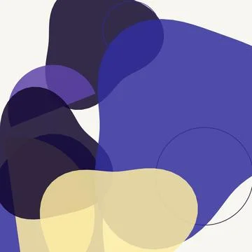 Abstract Boho Organic Shapes and Circles Background in Blue, Purple and Yello Stock Illustration