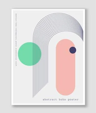 Abstract boho poster. Minimalistic patterns, pastel green circle. Composition イラスト素材