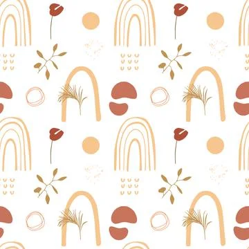 Abstract boho seamless pattern with leaves 스톡 일러스트