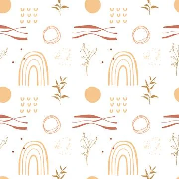 Abstract boho seamless pattern with leaves Illustrazione stock