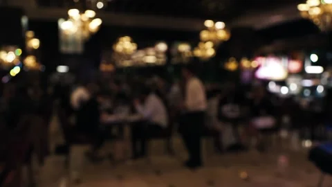 Abstract bokeh background of blurred cafe with people. Defocused background.. Stock Footage 232609951