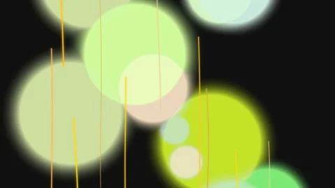 Abstract Bokeh Circles and Falling Orange Lines on Dark Background Stock Footage 336268379