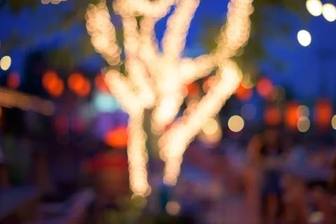 Abstract Bokeh of Gold lights decorated on tree Stock Photos