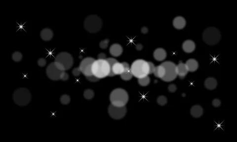 Abstract Bokeh Light Effect with Sparkling Stars on Black Background Stock Illustration