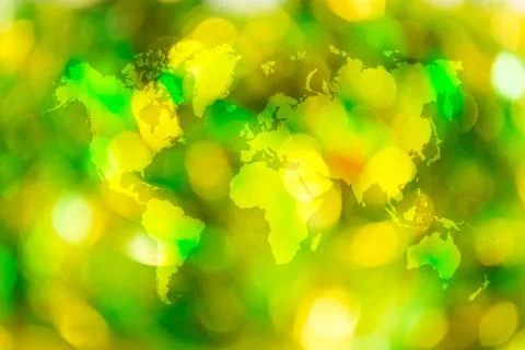 Abstract bokeh of light with world map Foto stock