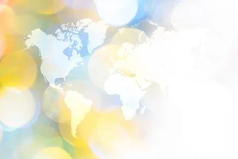 Abstract bokeh of light with world map Foto stock
