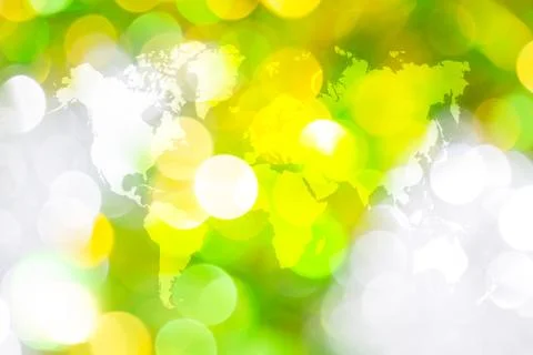 Abstract bokeh of light with world map Foto stock