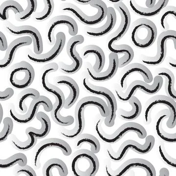 Abstract bold curly line seamless pattern. Trendy textured print Stock Illustration