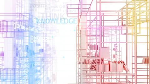 Abstract bookshelf frame background material for knowledge of the future,3d r Stock Illustration