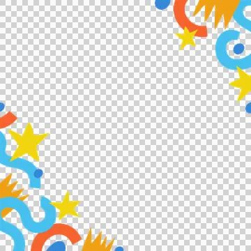 Abstract border is framing transparent background with stars and ribbons at Stock Illustration