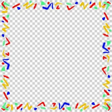 Abstract border is showing in flat design with dots, zigzags on transparent Stock Illustration