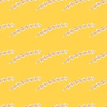 Abstract botanic ocean nature pattern with simple seaweed print. Bright yello Stock Illustration