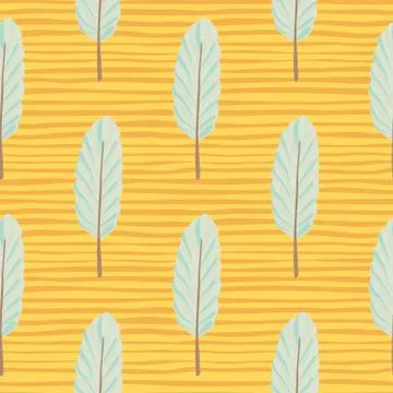 Abstract botanic seamless leaf pattern. Floral silhouettes in light blue colo Stock Illustration