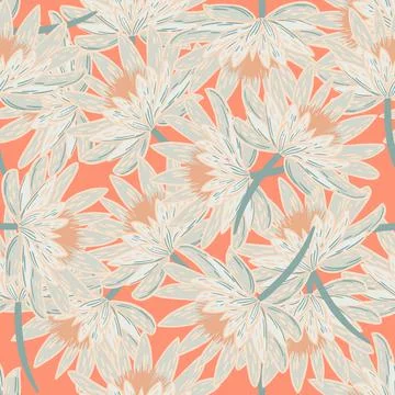Abstract botanic seamless pattern with blossom chrysanthemum flowers ornament 스톡 일러스트