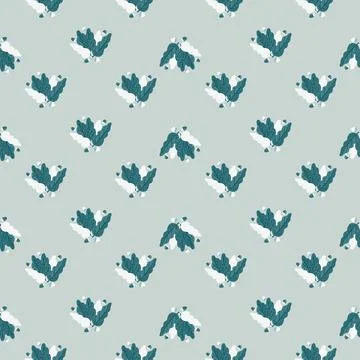 Abstract botanic seamless pattern with blue bright leaf ornament. Pastel back Stock Illustration