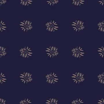 Abstract botanic seamless pattern with doodle leaf ornament. Dark purple back Stock Illustration