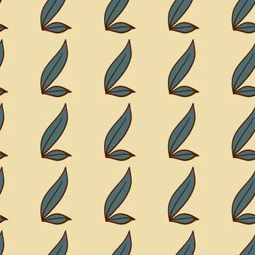 Abstract botanic seamless pattern with doodle leaf foliage silhouettes Illustrazione stock