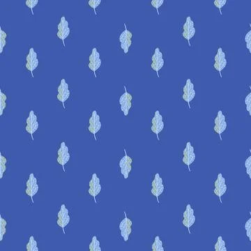 Abstract botanic seamless pattern with little light blue leaves elements. Oak Stock Illustration