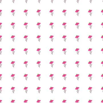 Abstract botanic seamless pattern with little simple pink camomile flowers el Illustrazione stock