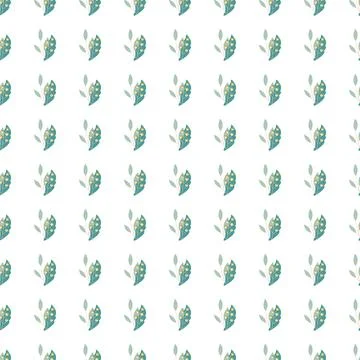 Abstract botanic seamless pattern with little blue rowan berry ornament. Isol Illustrazione stock