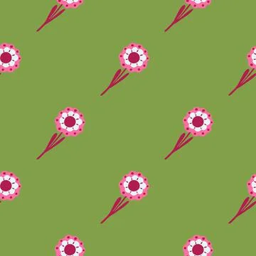 Abstract botanic seamlesss pattern with hand drawn pink flowers elements. Pas Illustrazione stock