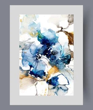 Abstract botanical creative work with flowers with bright petals blooming in Stock Illustration