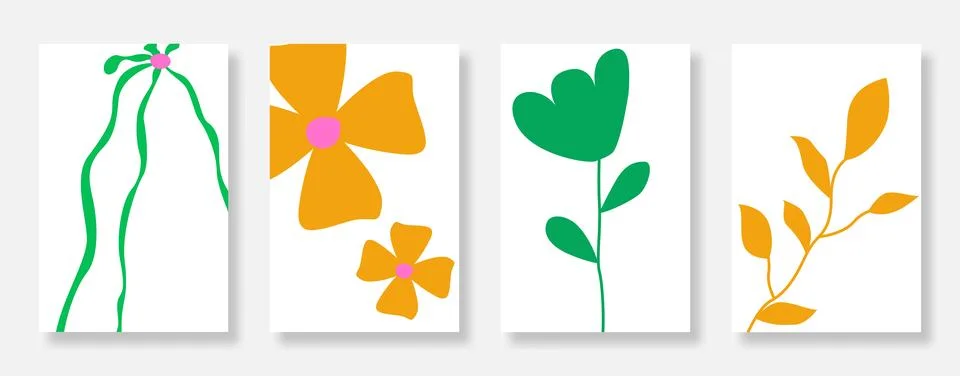 Abstract botanical doodle background set Stock Illustration