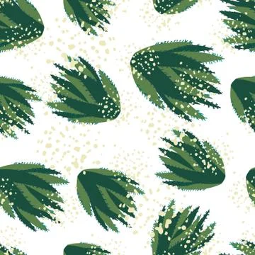 Abstract botanical exotic backdrop. Cactus seamless pattern on white backgrou Stock Illustration