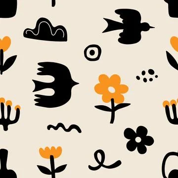 Abstract Botanical Floral Seamless Pattern Illustrazione stock