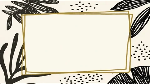 Abstract botanical frame animation with dynamic handdrawn leaves and dotted.. Stock Footage 314666400