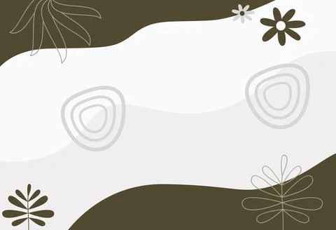 Abstract Botanical Pattern with Minimalist Plant Elements and Organic Shapes Stock Illustration