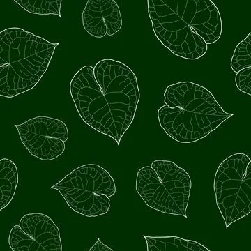 Abstract botanical pattern. Seamless print composed of green line of leaves o Stock Illustration