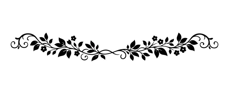 Abstract Botanical Seamless Pattern with Black Organic Leaves and Floral Sh.. Stock Illustration