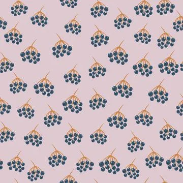 Abstract botanical seamless pattern with navy blue creative rowan shapes. Lil Stock Illustration
