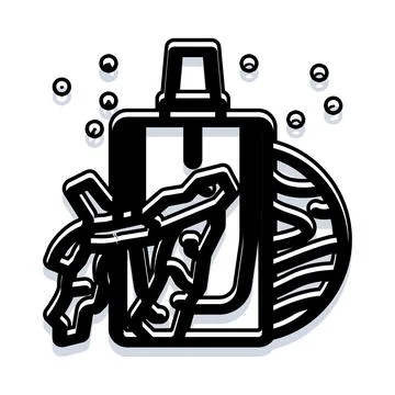 Abstract bottle and wave design with bubbles 스톡 일러스트
