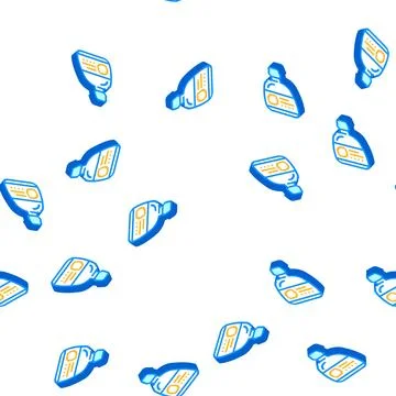 Abstract bottle lemon isometric icon seamless pattern Illustrazione stock