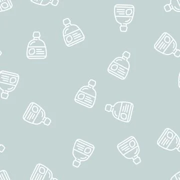 Abstract bottle lemon line vector seamless pattern Stock Illustration