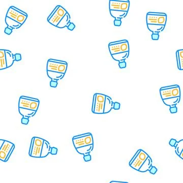 Abstract bottle lemon vector seamless pattern Illustrazione stock