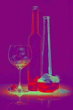 Abstract bottles in purple and red tones Stock Photos