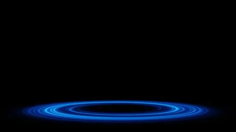 Abstract Bottom Blue Neon Rotating Ring Circular Light Loop Animation Video stock 327629610