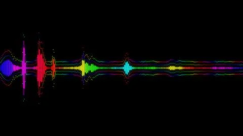 Abstract bounce line spectrum waveform spectral wave design on black background  Illustrazione stock