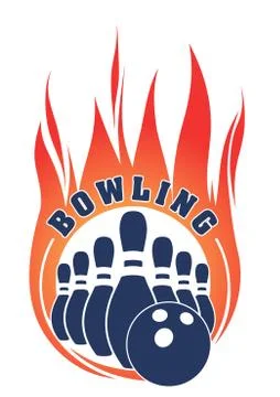 Abstract bowling design with flame Stock Illustration
