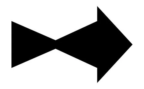 Abstract bowtie shaped black arrow, Geometric pinched right arrow icon, Styli Stock Illustration