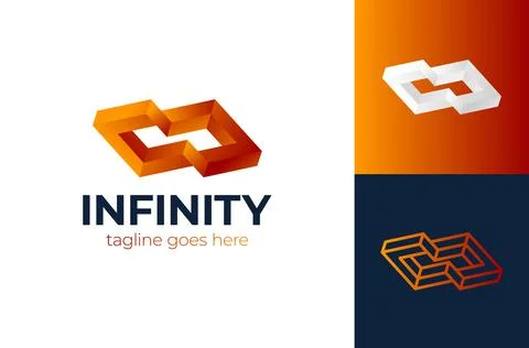 Abstract box cube infinity logo icon template. blockchain and technology Illustrazione stock