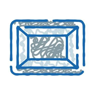 Abstract box icon with tangled lines inside Illustrazione stock